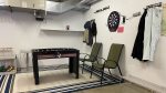 Foosball and seating in garage